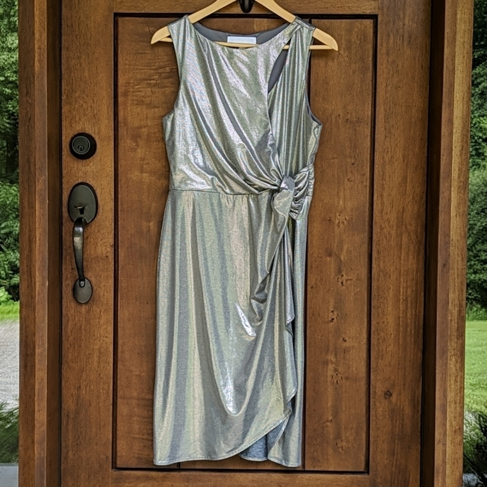 Superfoxx Metallic Silver Side Knot Dress